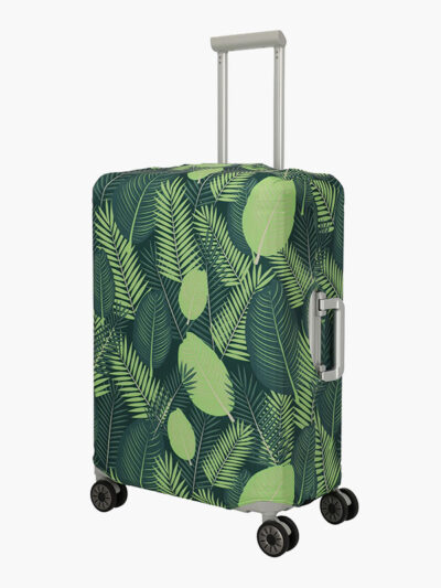 Travelite kuffertovertræk leaves til medium størrelse kufferter med design i grønne palmeblade