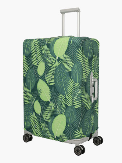 Travelite kuffertovertræk leaves til store størrelser kufferter med design i grønne palmeblade