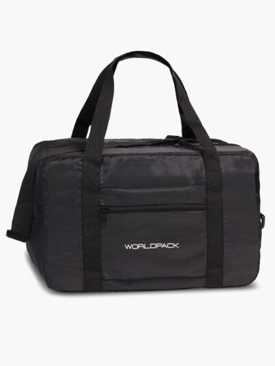 Worldpack foldbar kabinetaske i sort der passer til lavprisflyselskaber foldbar rejsetaske til kabinen
