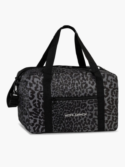 Worldback foldbar rejsetaske mønstret sort lille kabinestørrelse